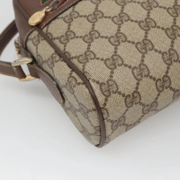 GUCCI GG Supreme Web Sherry Line Bag PVC Beige Gold Red 56 02 088 Auth BA2392 - Picture 4 of 16